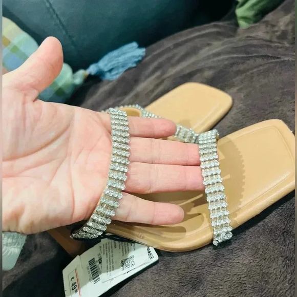 NWT Zara Rhinestone Strap Heeled Leather Sandals size 37 6.5 US - Picture 8 of 14